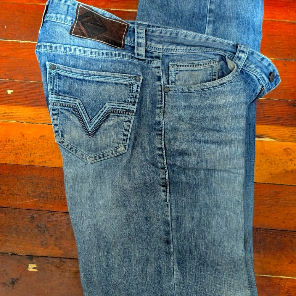 Rock & Roll Denim.  Double Barrel Relaxed Straight Leg Jeans. 32X34.  Starched.